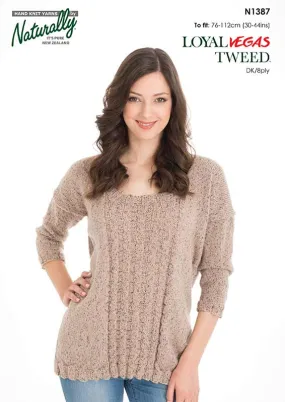 Naturally Loyal Tweed Vegas Loose Fitting Jumper Knitting Pattern #N1387