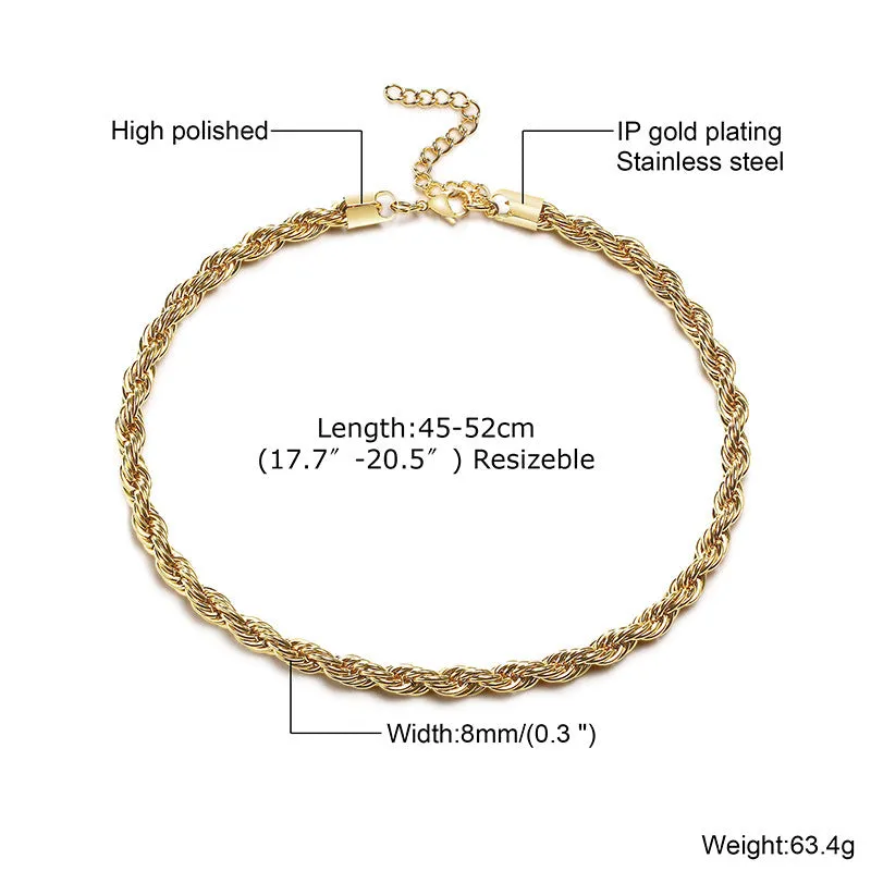 No-Tarnish Medical Twist Chain Necklace & Bracelet