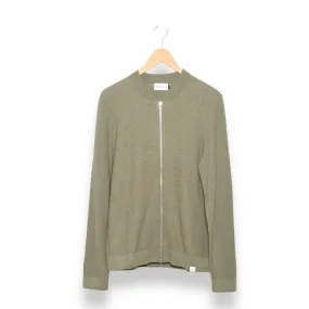 Nowadays honeycomb zip bomber cardigan oil green