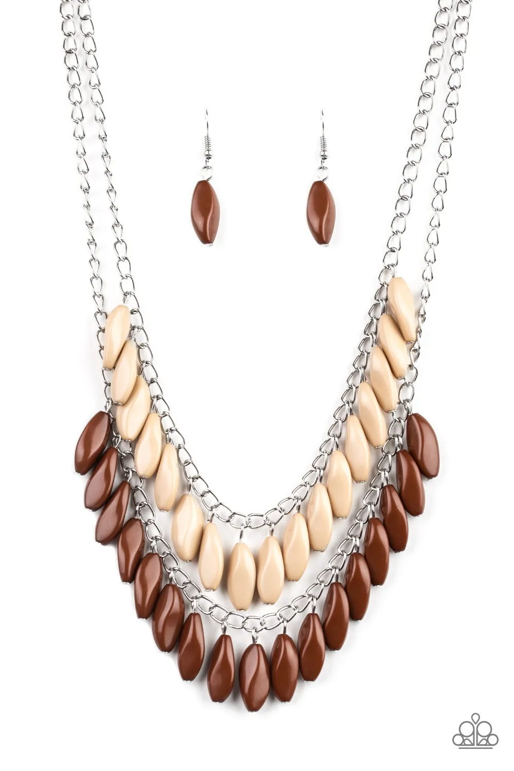 Paparazzi Beaded Boardwalk - Brown Necklace