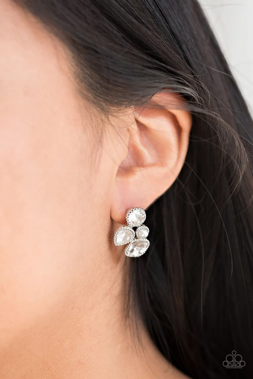 Paparazzi Super Superstar - White Earrings