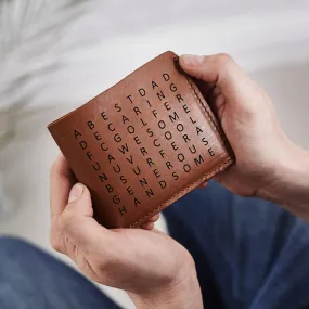 Personalised Leather Wallet With Word Search