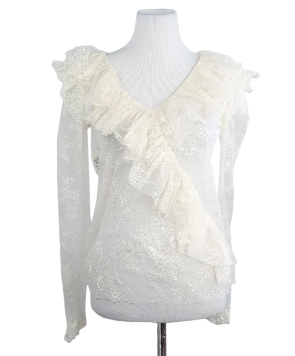 Philosophy White Lace Ruffle Blouse sz 4