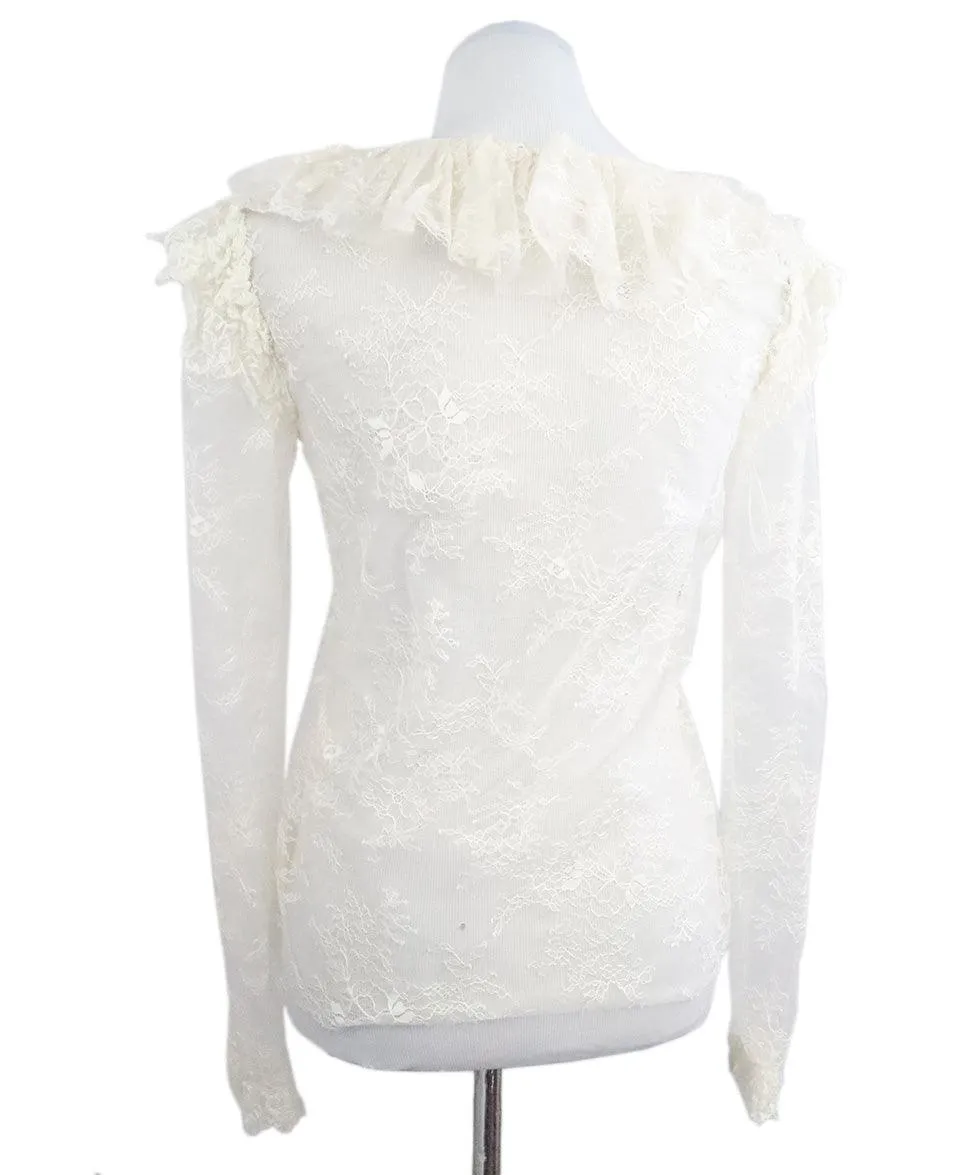 Philosophy White Lace Ruffle Blouse sz 4