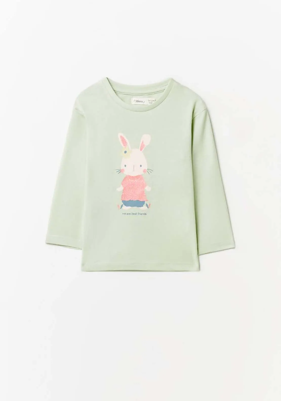 Rabbit Print Long Sleeved Top - Green