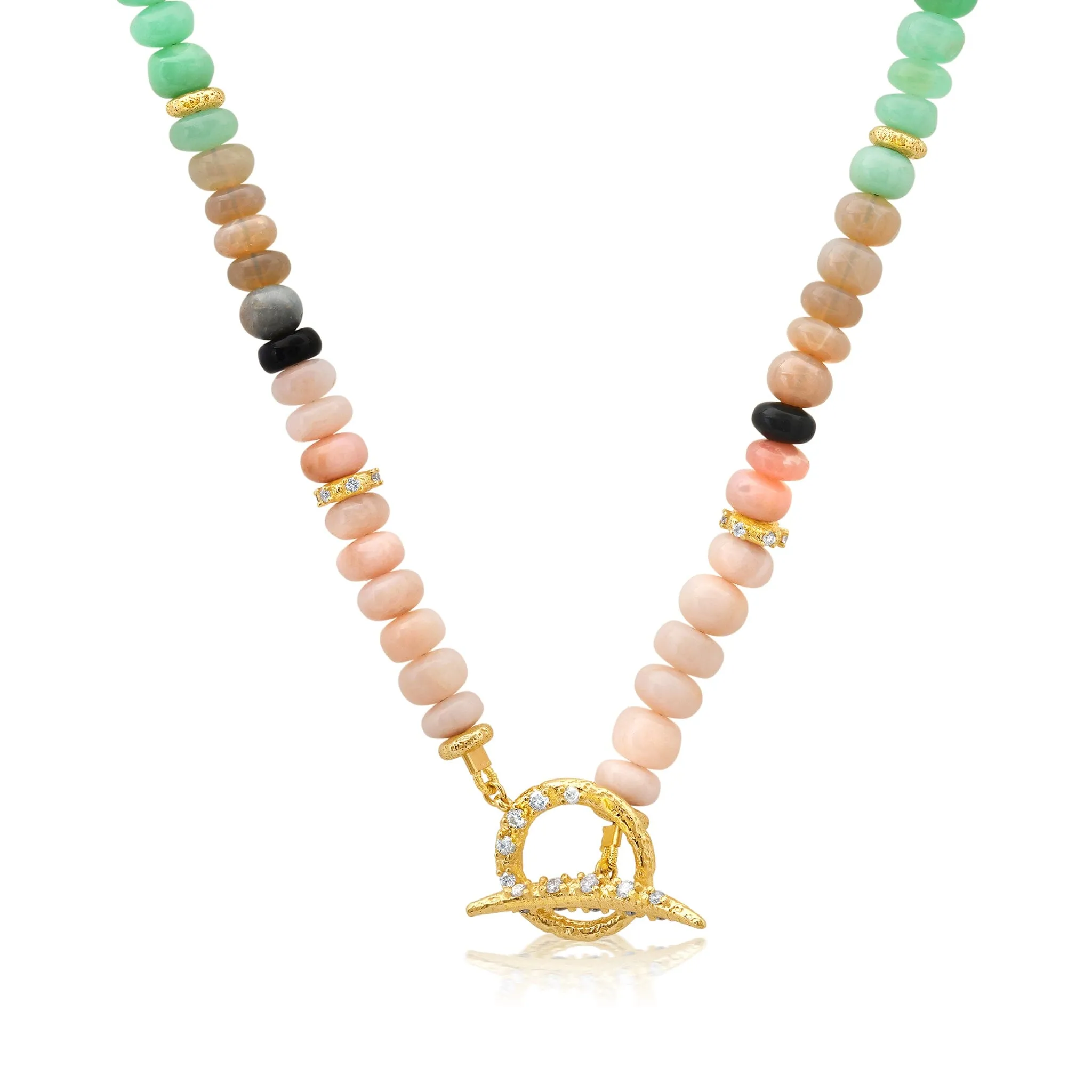 Rainbow Opal   Diamond Necklace