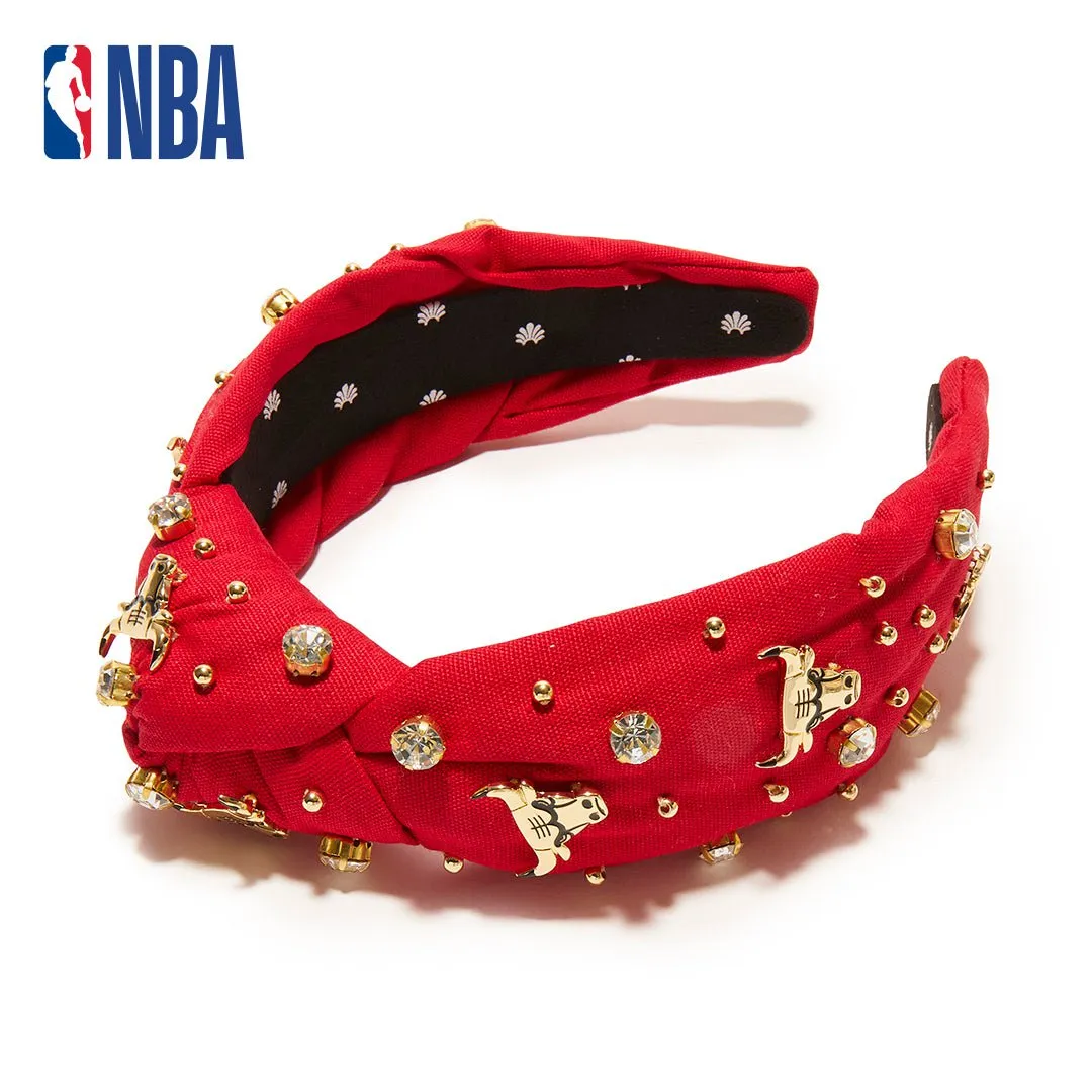 RED CHICAGO BULLS EMBELLISHED KNOTTED HEADBAND