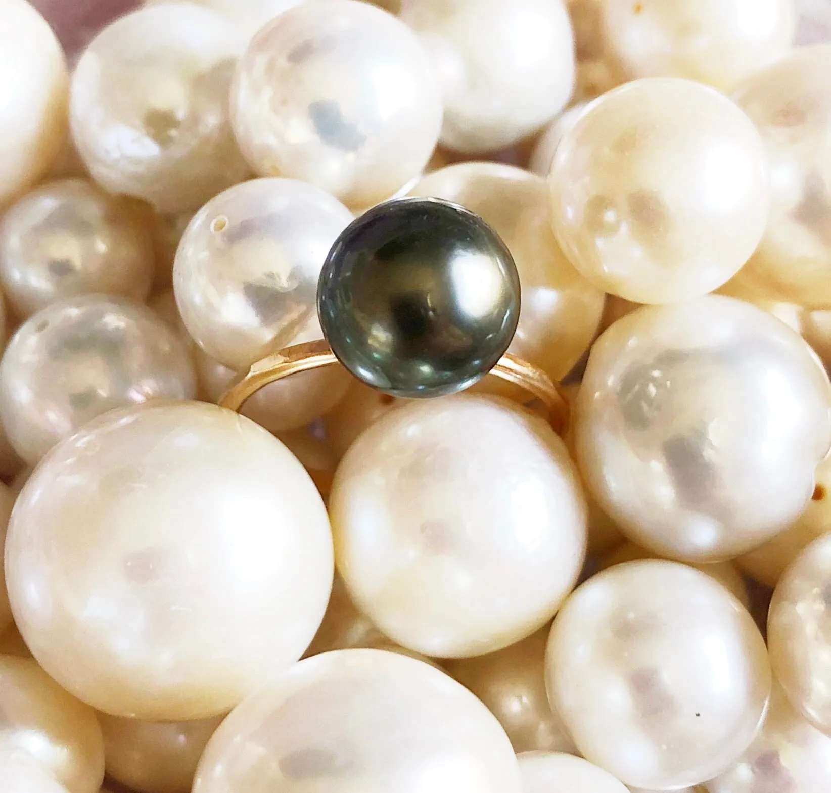 Ring ELVANI - tahitian pearl (R174)