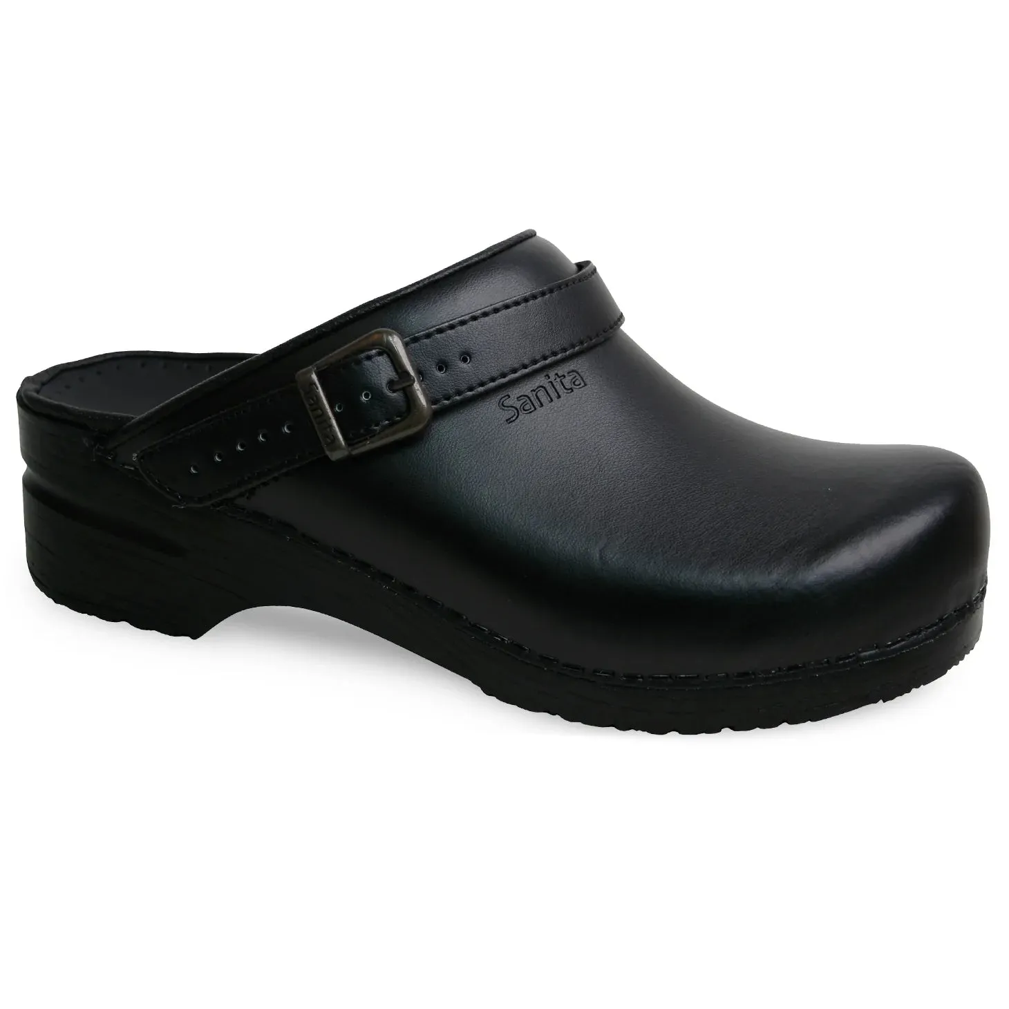 Sanita Ingrid PU Women's Black Chef Clog