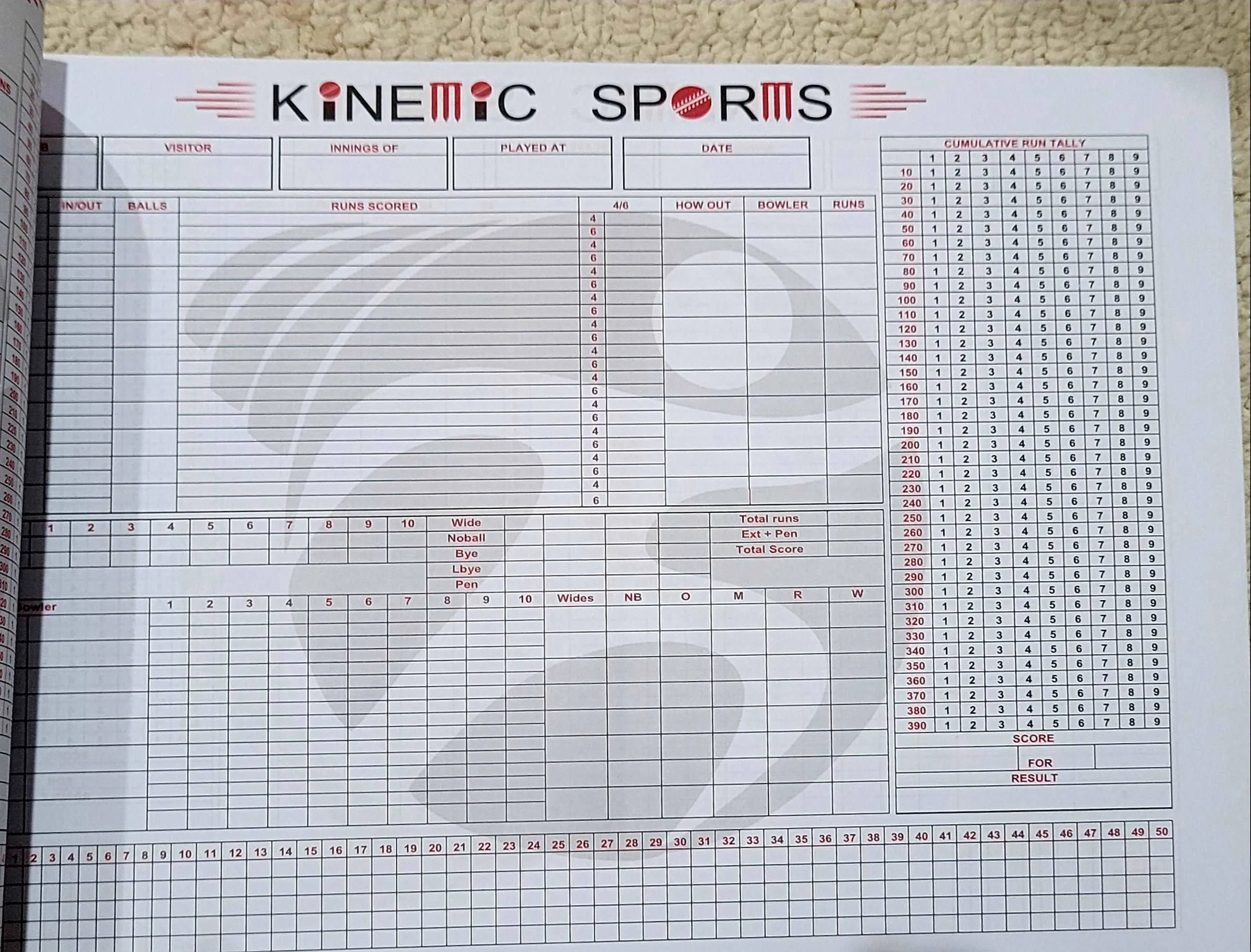 Scorebook - Cricket