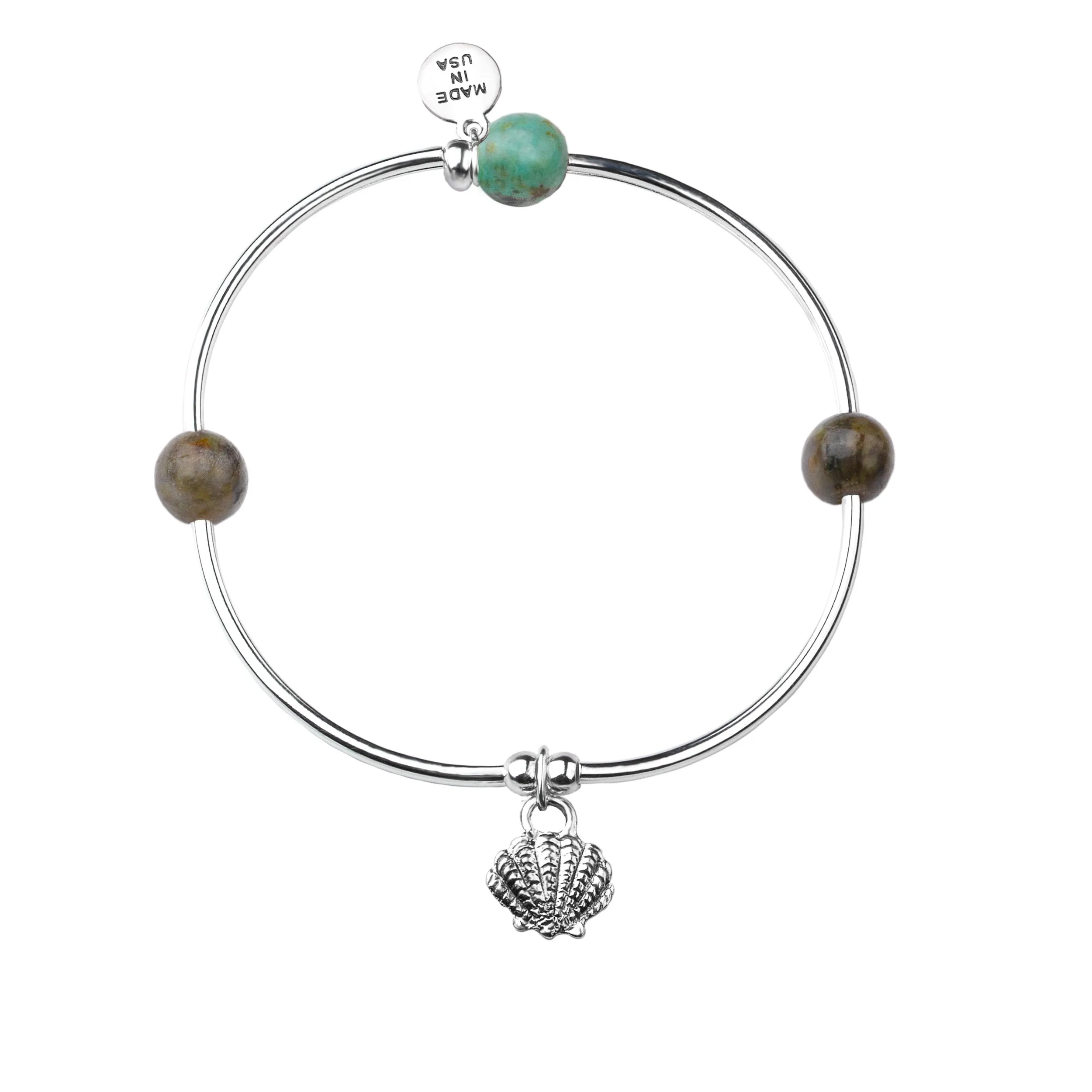 Shell | Soft Bangle Charm Bracelet | African Turquoise