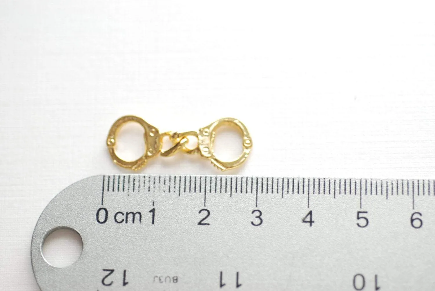 Shiny Vermeil Gold Handcuff Charm- 18k gold plated over Sterling silver, Gold plated handcuffs, Partners in crime bracelet or necklace