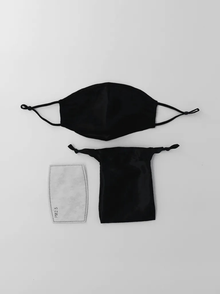 Silk Face Mask Black with Filter Pack