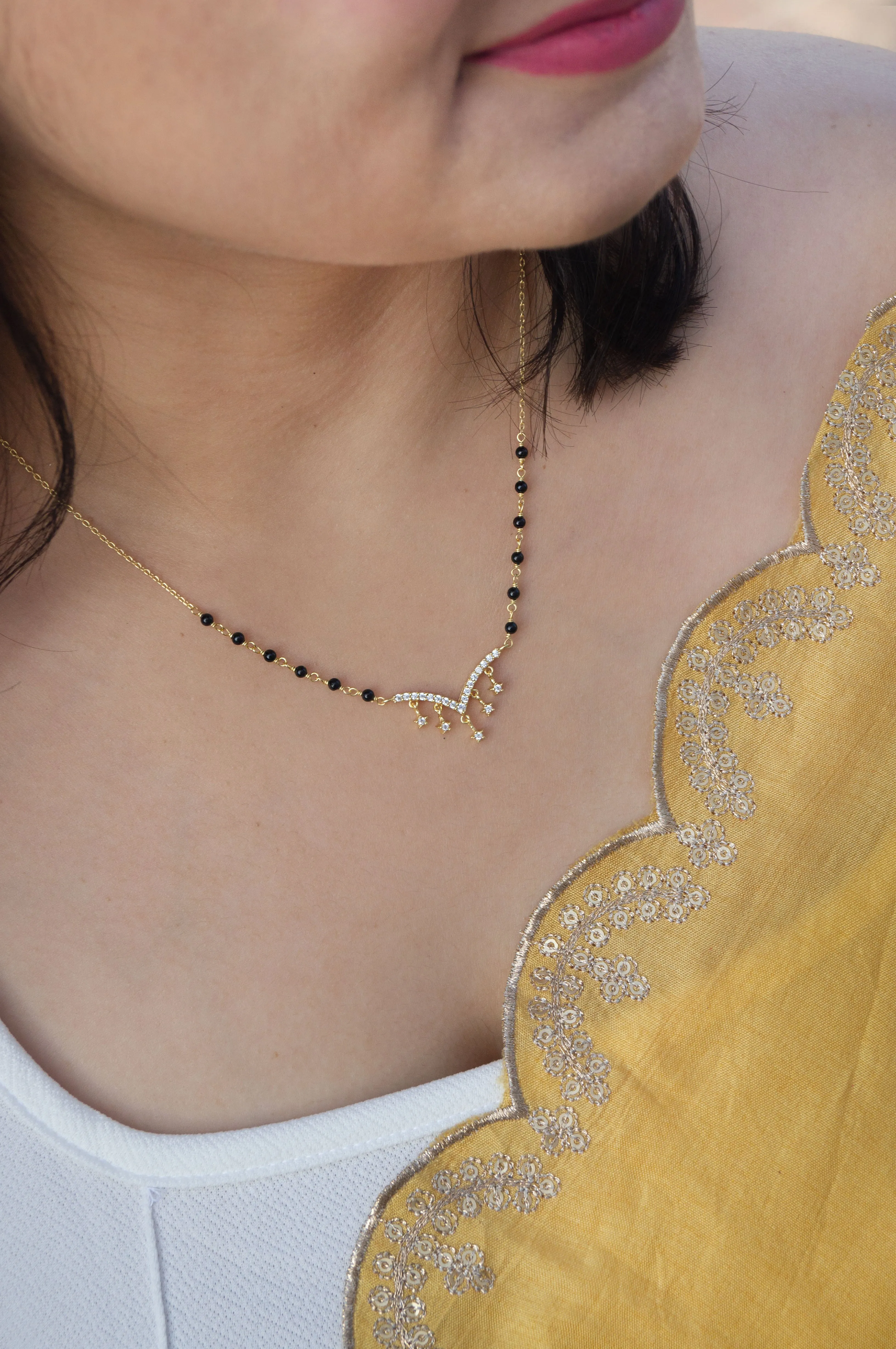 Star Charmer Rose Gold Plated Mangalsutra Chain Necklace