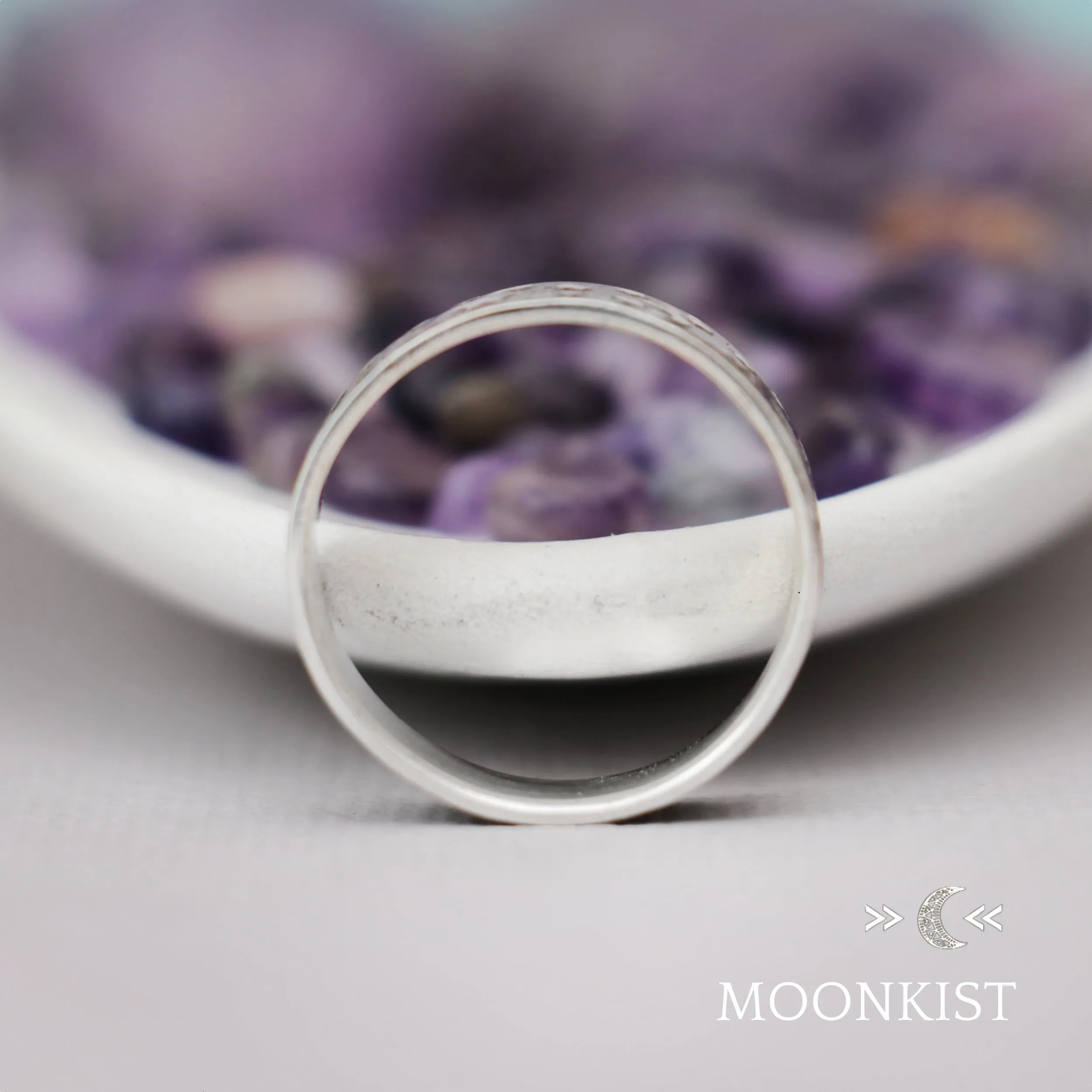 Sterling Silver Moon and Stars Black Wedding Band | Moonkist Designs