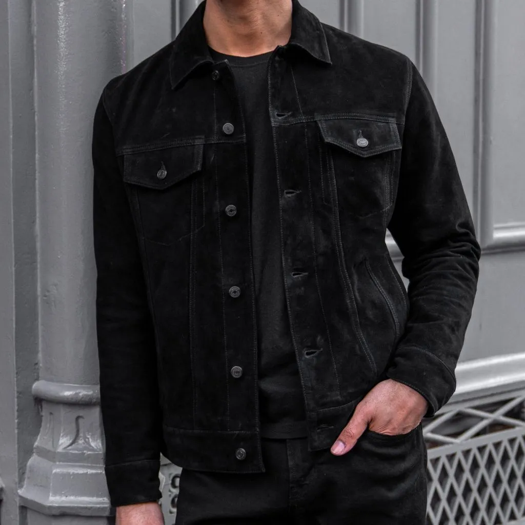 Suede Trucker Jacket | Black