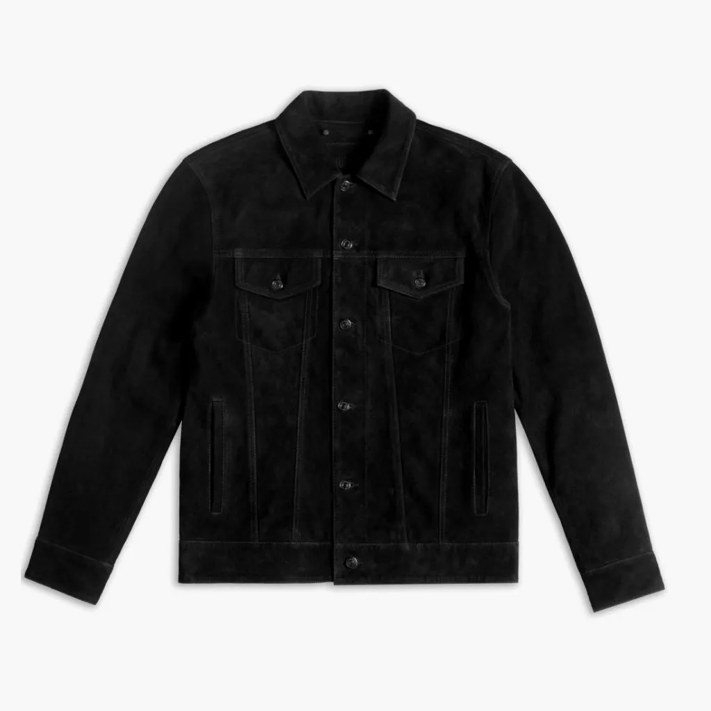 Suede Trucker Jacket | Black