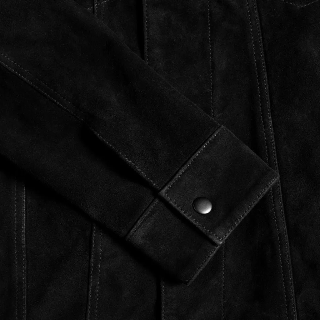 Suede Trucker Jacket | Black