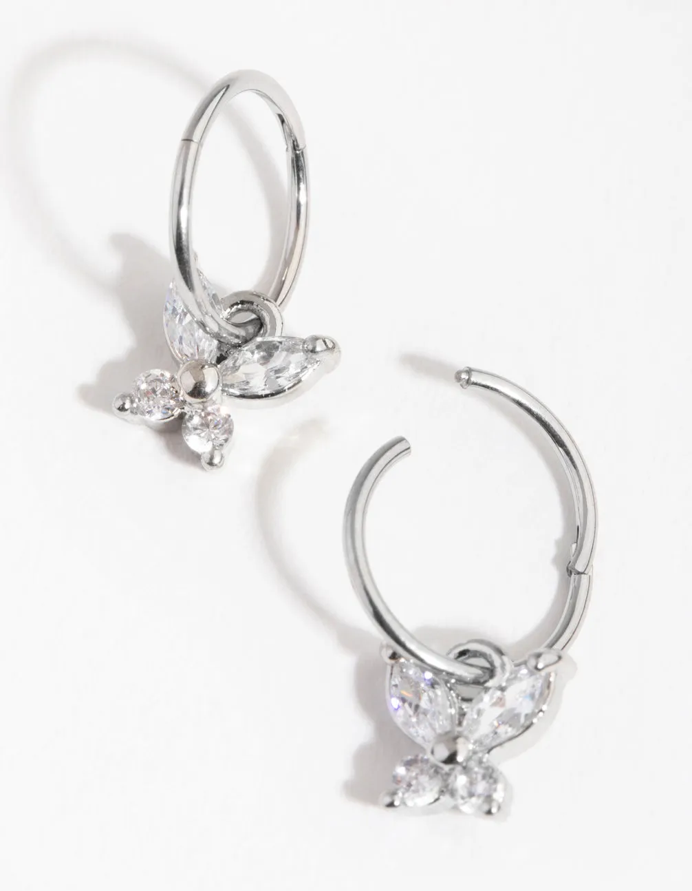 Surgical Steel Butterfly Charm Sleeper Earrings