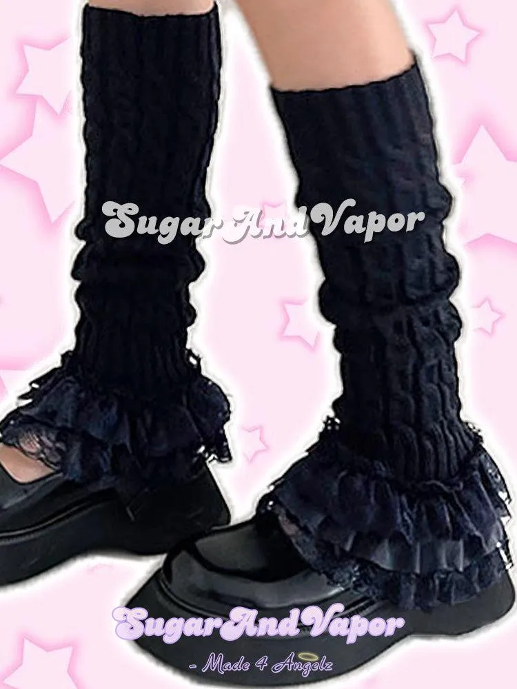 Taylah Layered-Lace Knit Leg Warmers