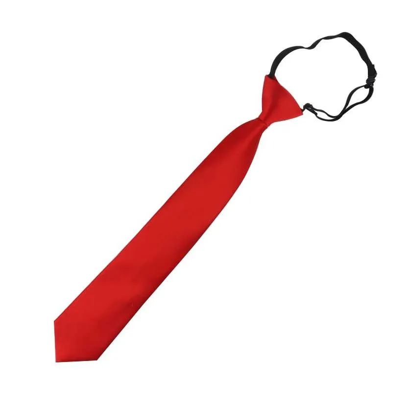 Teenager Boys Red Elastic Plain Teen Kids Neck Tie