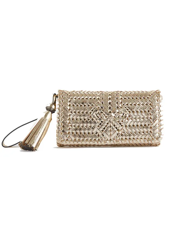 The Neeson Tassel Clutch in Platino