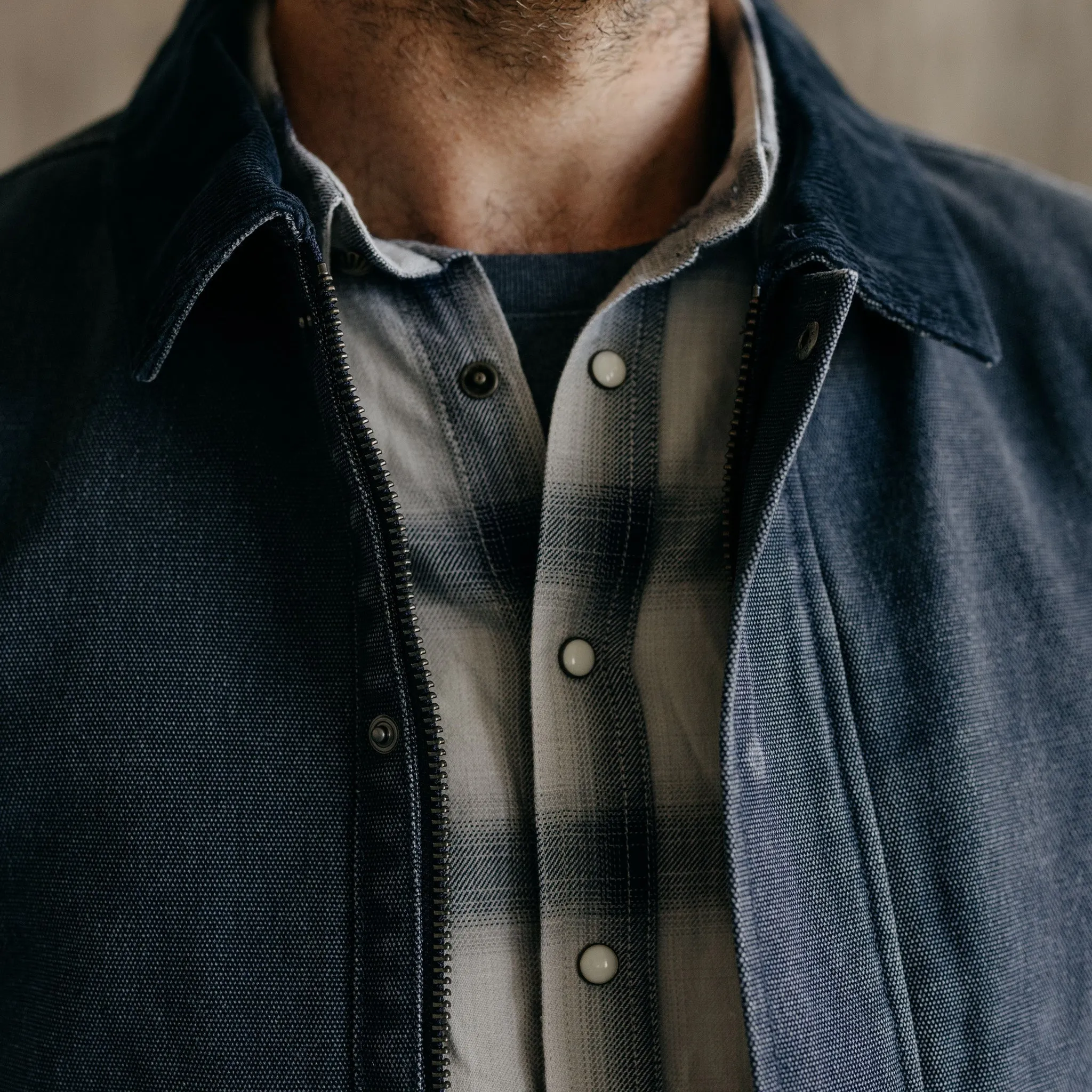 The Workhorse Jacket in Navy Chipped Canvas