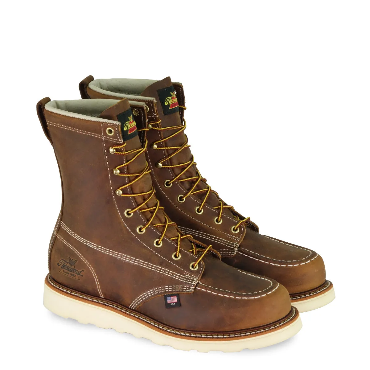 'Thorogood' Men's 8" American Heritage-Trail Crazyhorse MAXWear Wedge EH Safety Toe - Brown