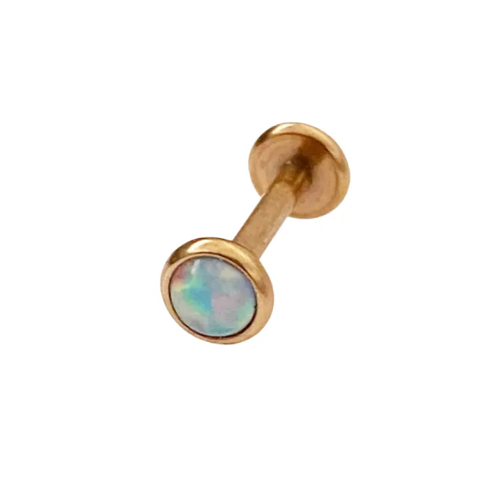 Tiny Opal Flat Back Stud Earring - Rose Gold