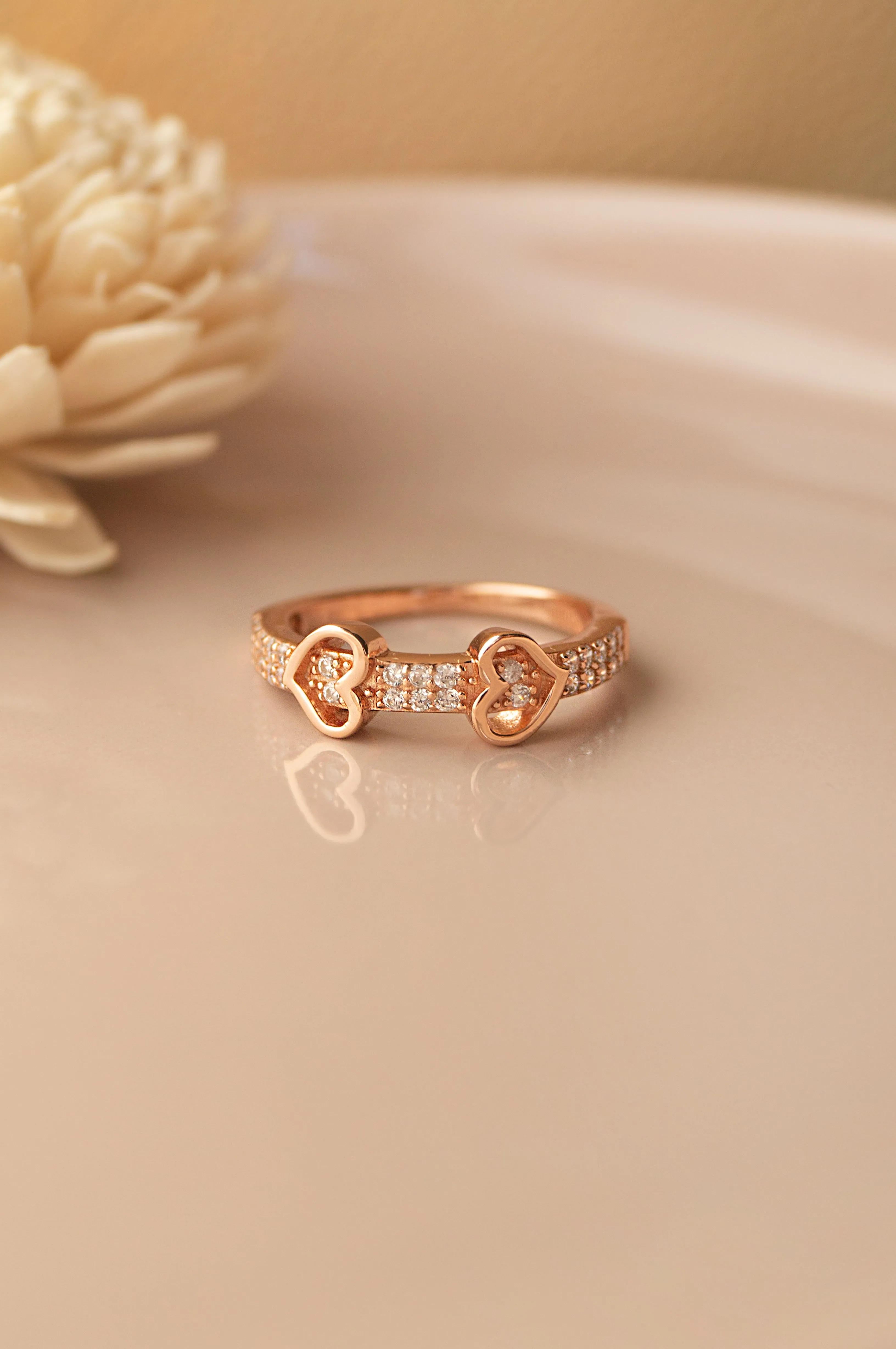 Together In Our Hearts Rose Gold Plated Sterling Silver Ring