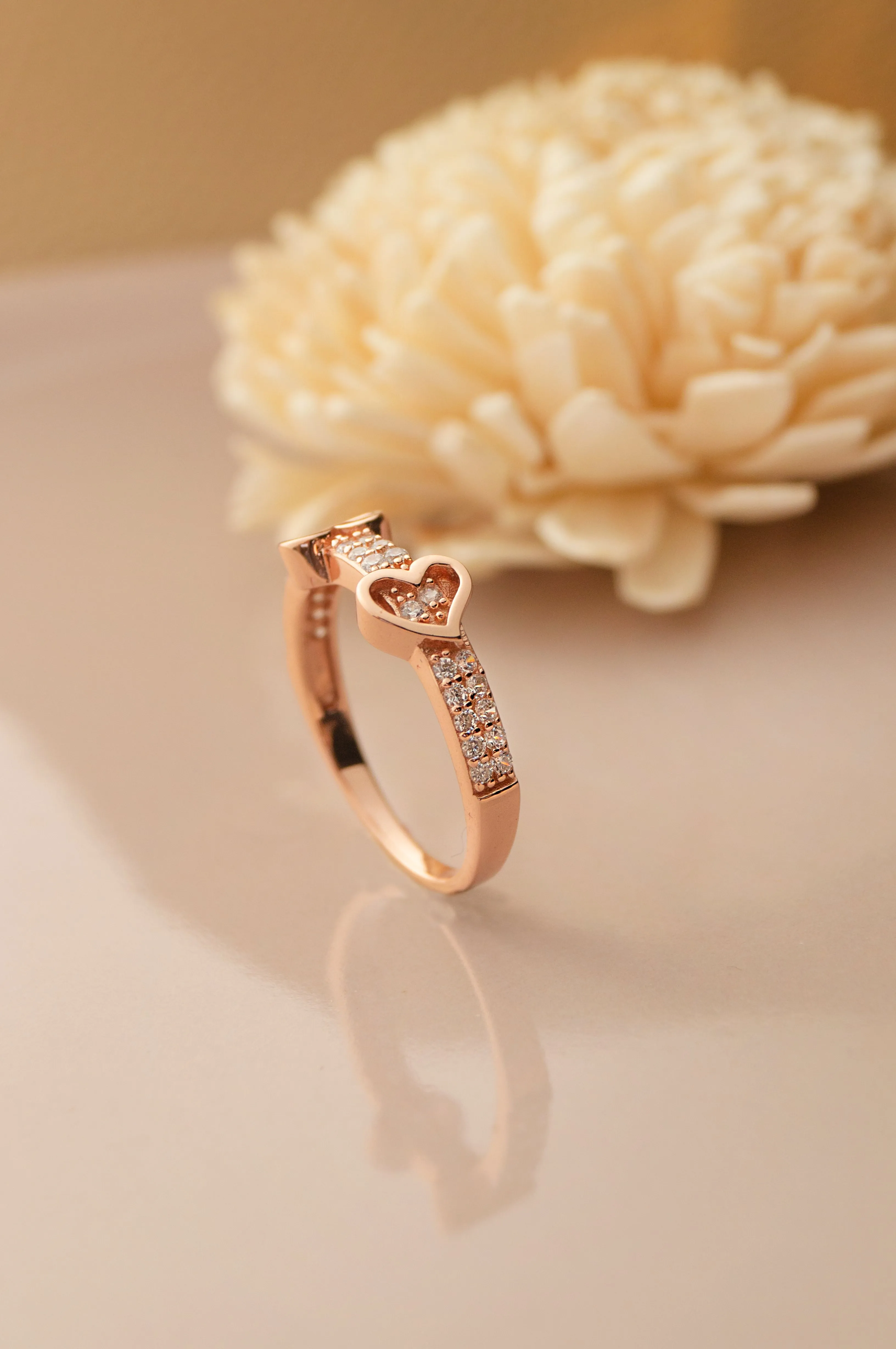 Together In Our Hearts Rose Gold Plated Sterling Silver Ring