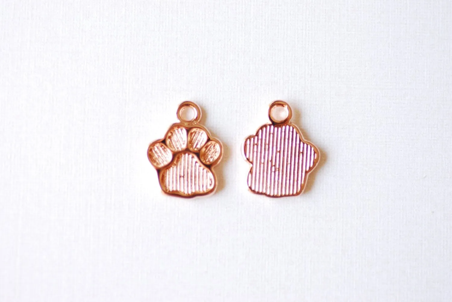 Vermeil Rose Gold Dog Paw Foot Print Charm- 18k gold plated over sterling silver dog paw, gold doggy paw charm pendant, gold dog tag, 206