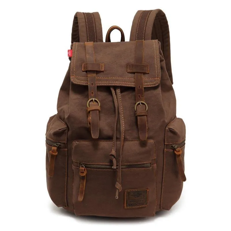 Vintage Canvas Leather Student Backpack