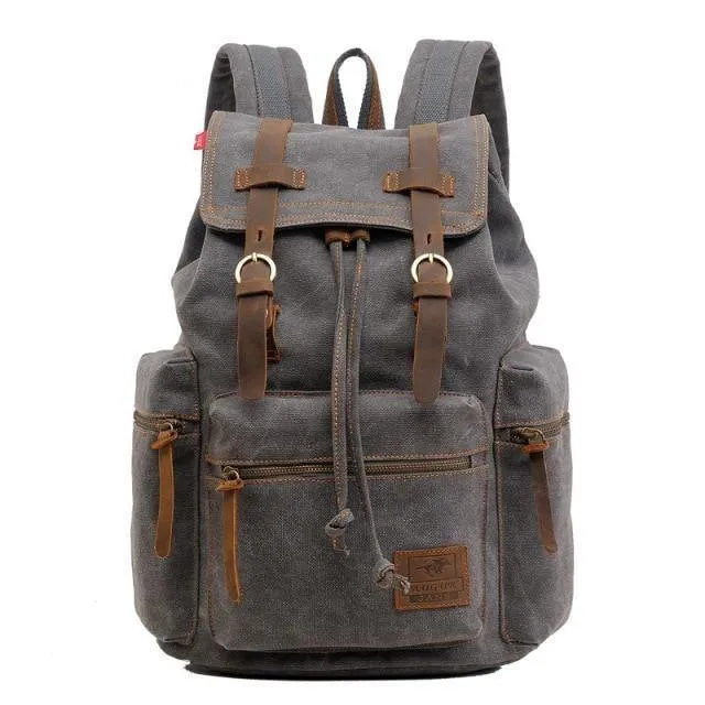 Vintage Canvas Leather Student Backpack