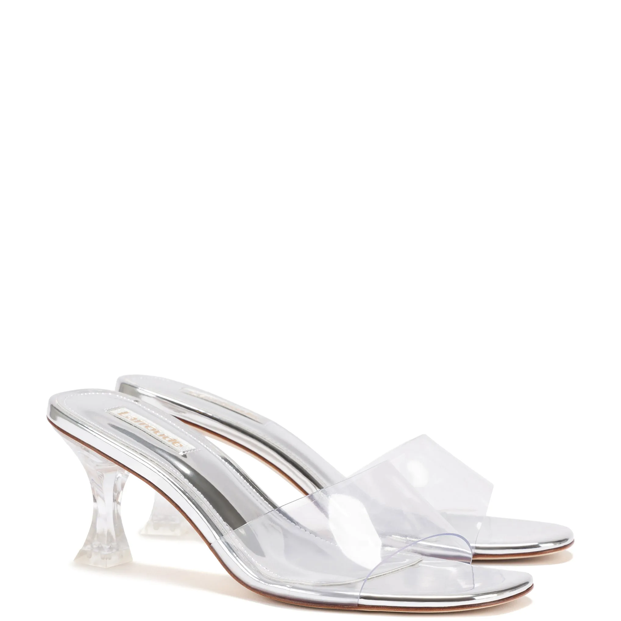 Vivi Lucite Hi Mule In Silver Specchio