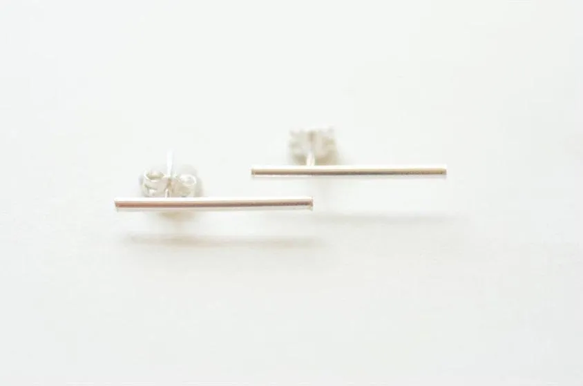 Wholesale Sterling Silver Bar Earrings, Shiny Sterling Silver, Bar Stud Earrings, Line Earrings, Minimal Post Earrings, Sterling Silver Ear Climbers