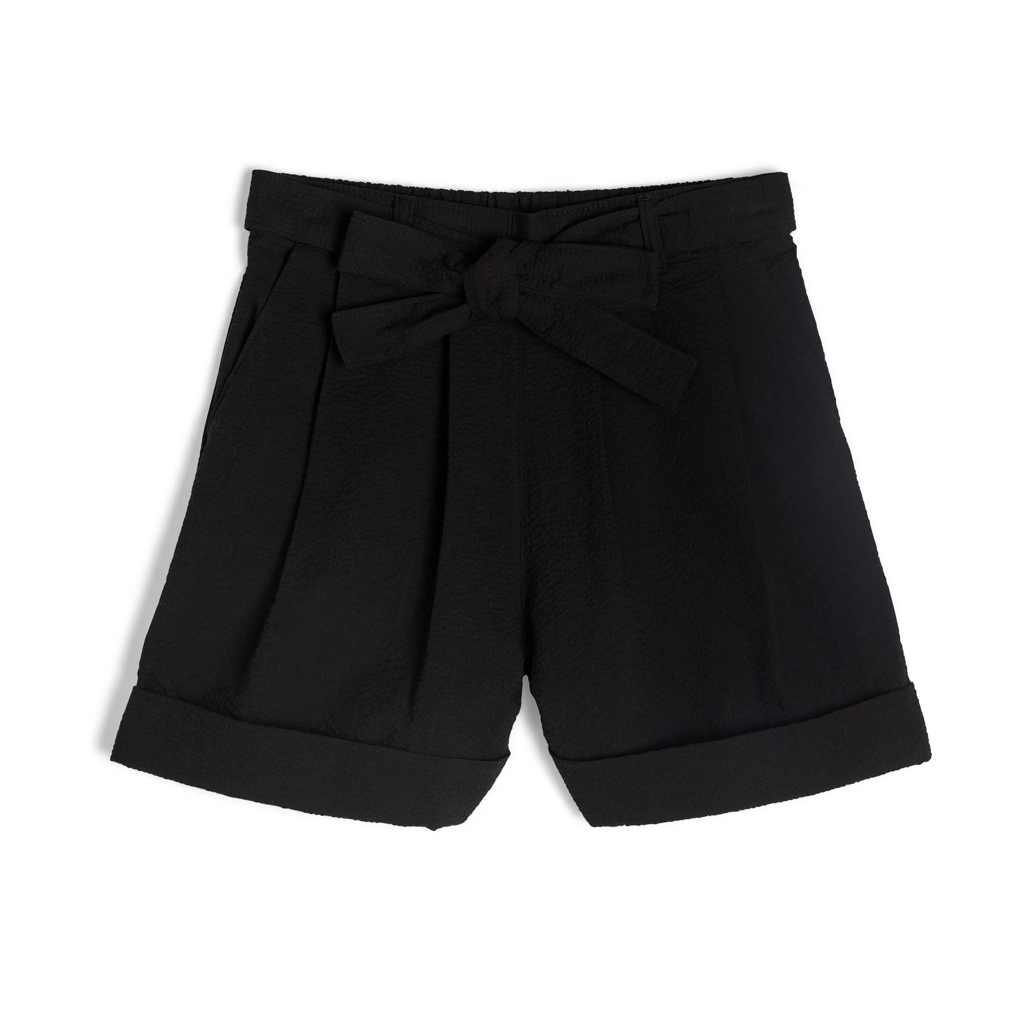 Wide Cuffed Short - Seersucker 40s - Black