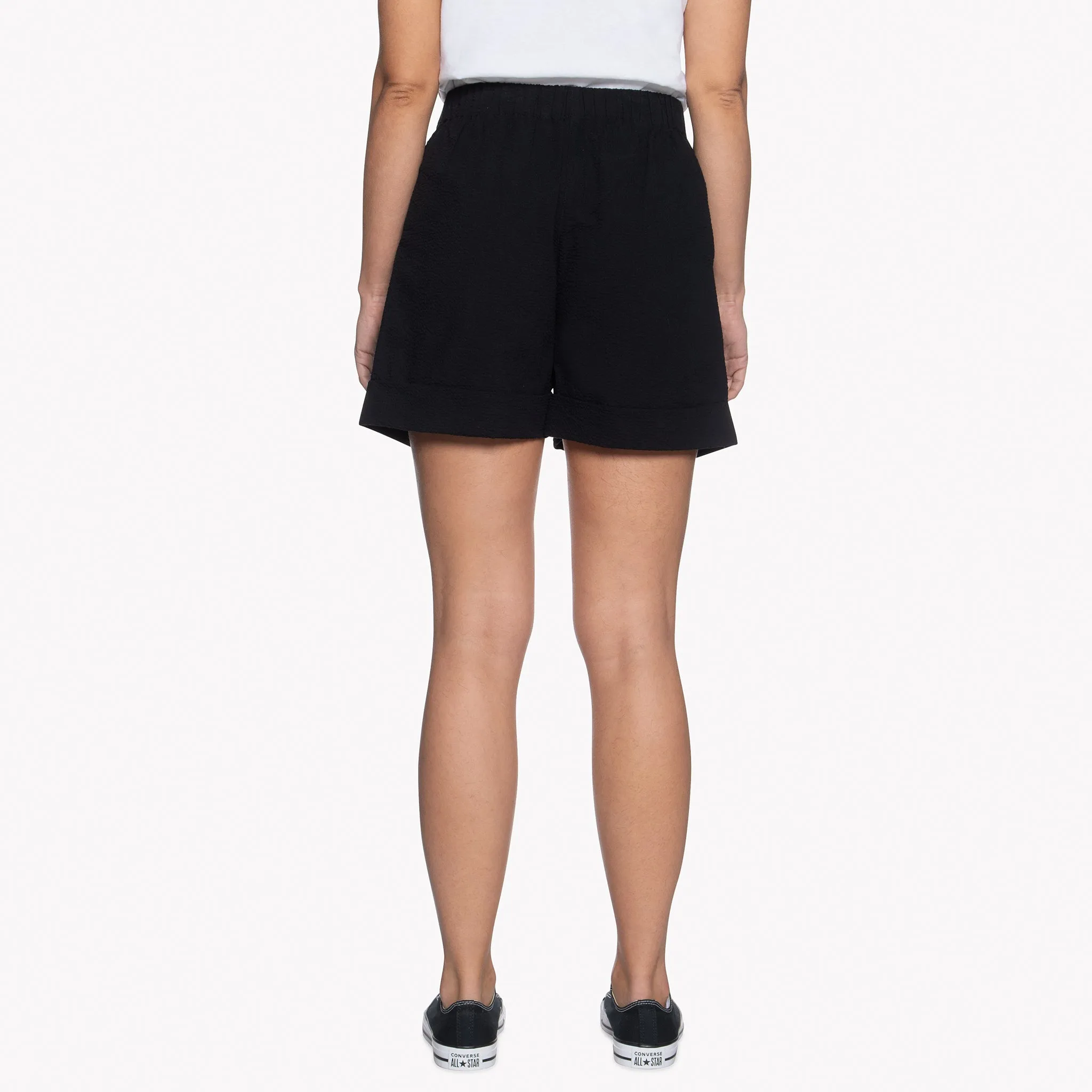 Wide Cuffed Short - Seersucker 40s - Black