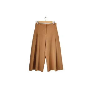 ZARA Khaki Wide-leg Cropped Pants | Preloved |