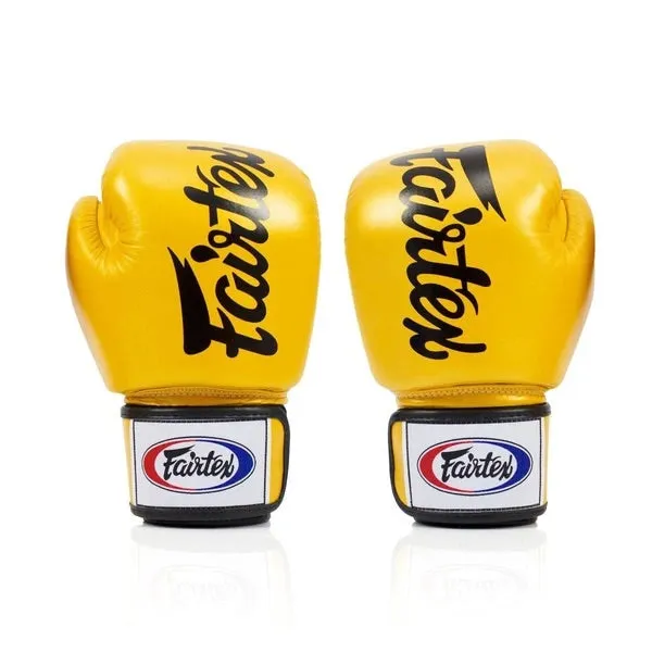 泰拳拳套 Thai Boxing Gloves : Fairtex BGV19 Gold Deluxe Tight-Fit